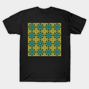 Tile Pattern, Ornate Check Print T-Shirt